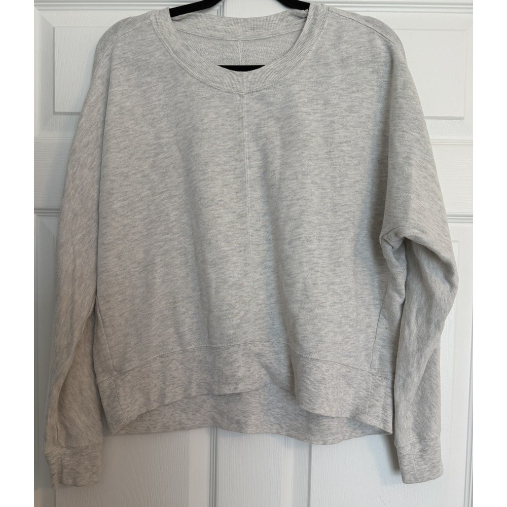 Zella Gray Heathered Cropped Crewneck Sweatshirt  M Athleisure Boxy Seam